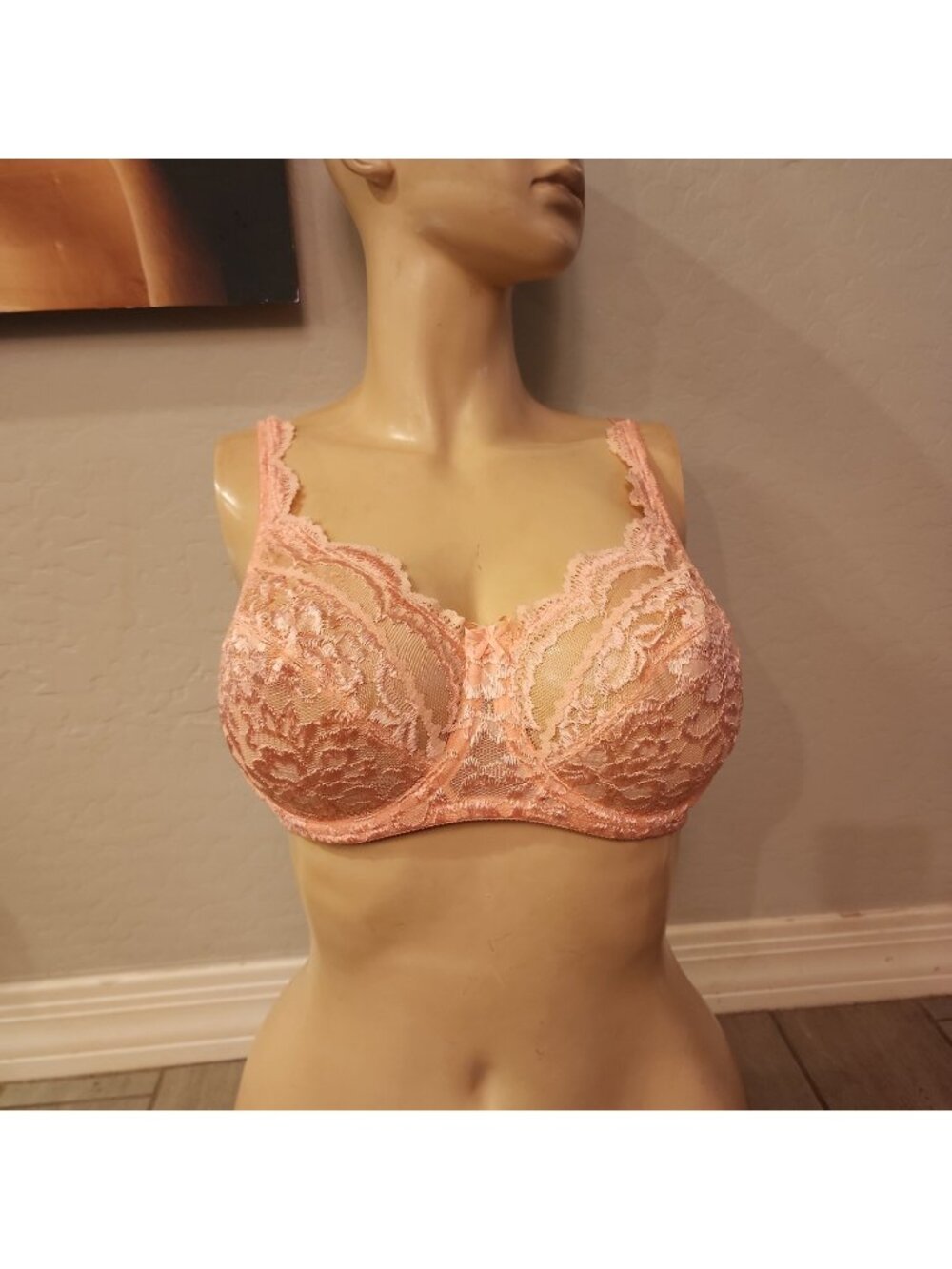 Vintage Delicates Bra 38C Peach Underwire Unlined